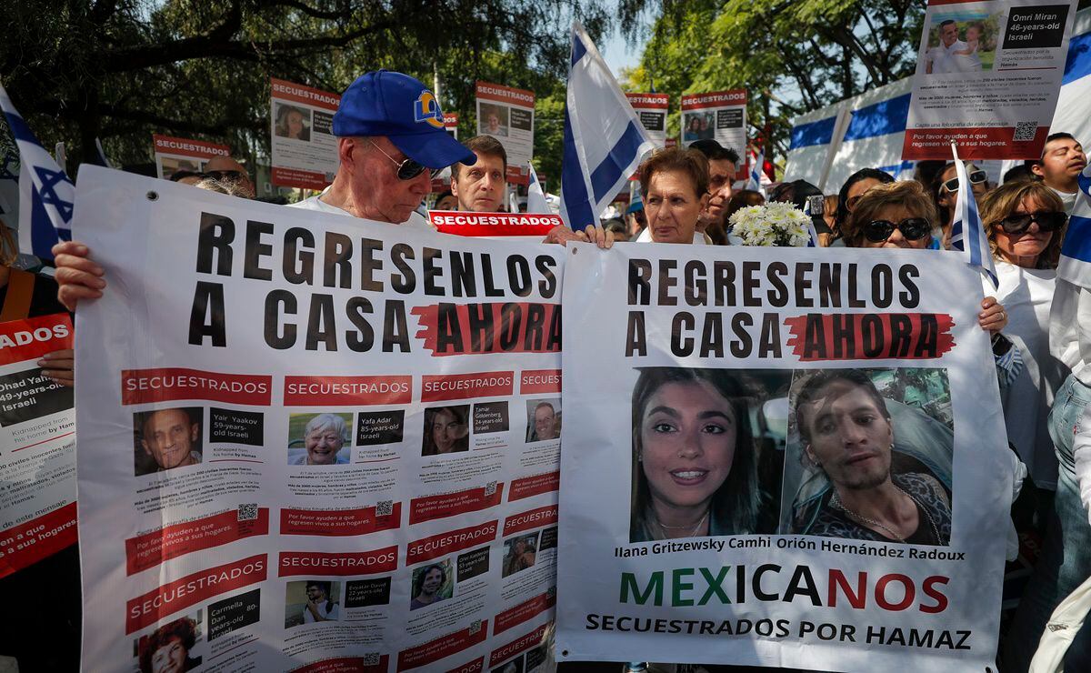 Mexicanos piden que Hamás libere a dos compatriotas rehenes en marcha pro Israel. Foto: EFE