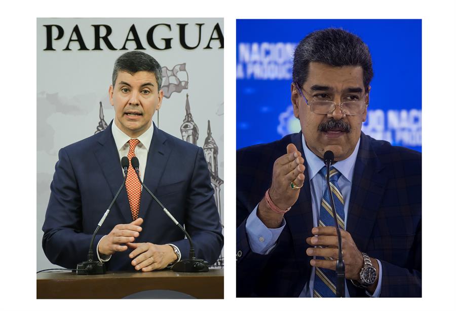 Combo de fotografías de archivo que muestra al presidente de Paraguay, Santiago Peña (i) y al presidente de Venezuela, Nicolás Maduro. EFE/Archivo