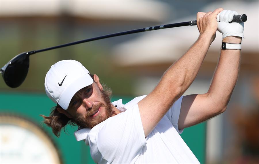 El inglés Tommy Fleetwood durante el torneo de golf Dubai Invitational 2024 European Tour. EFE/EPA/ALI HAIDER