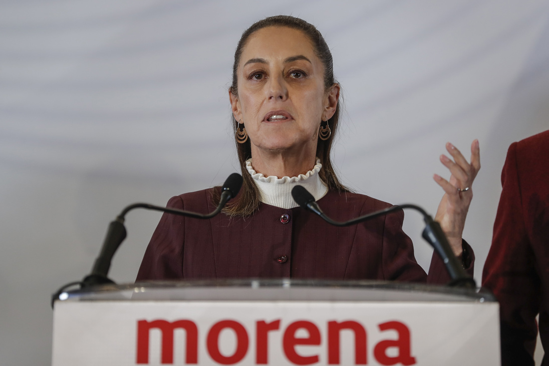 La candidata a la Presidencia de México, Claudia Sheinbaum, durante una rueda de prensa. EFE/ Isaac Esquivel