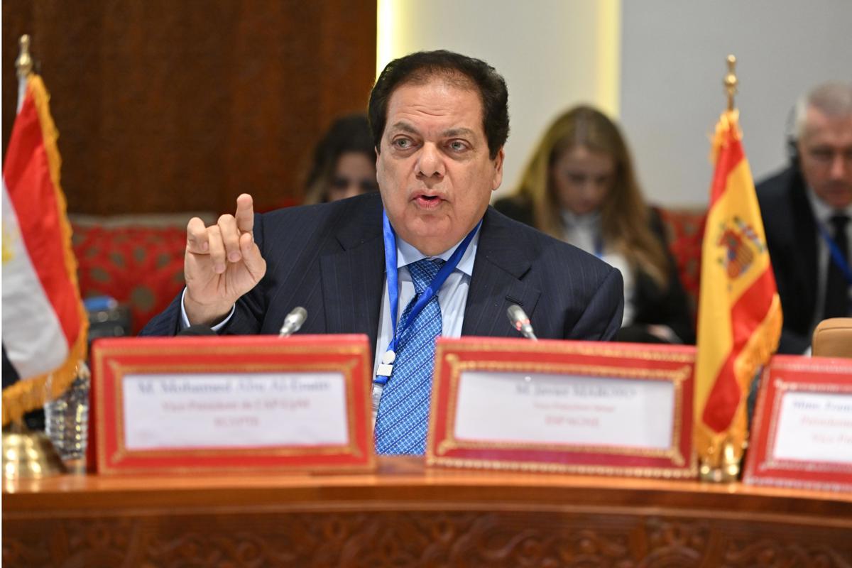 Muhammad Abu Al-Enein, Vicepresidente del Parlamento egipcio, habla durante la 8ª Cumbre de Presidentes de Parlamentos miembros de la Asamblea Parlamentaria de la Unión por el Mediterráneo en Rabat, Marruecos, 15 de febrero de 2024. (Egipto, Marruecos) EFE/EPA/Jalal Morchidi