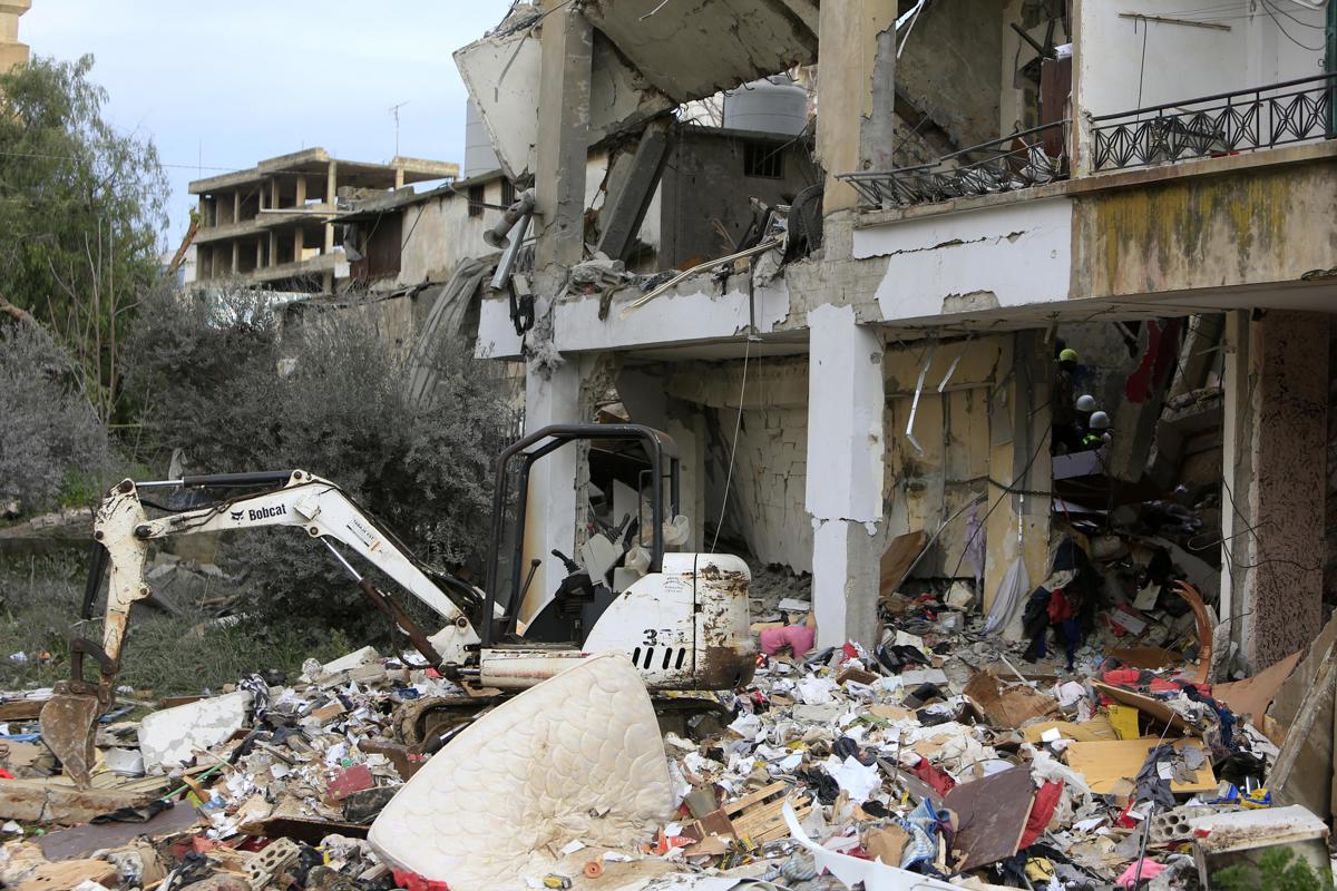 Un edificio dañado tras un ataque militar israelí en Nabatiyeh, sur del Líbano, 15 de febrero de 2024. (Libano) EFE/EPA/STR