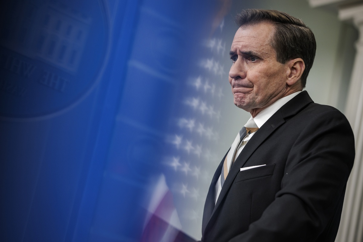 El portavoz del Consejo de Seguridad Nacional de la Casa Blanca, John Kirby, durante la rueda de prensa diaria de la Casa Blanca en Washington, DC. Estados Unidos. EFE/EPA/Samuel Corum / POOL