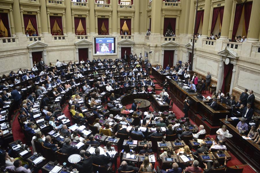 Fotografía cedida ayer por la Cámara de Diputados durante la sesión en el Congreso de en Buenos Aires (Argentina). EFE/ Cámara De Diputados