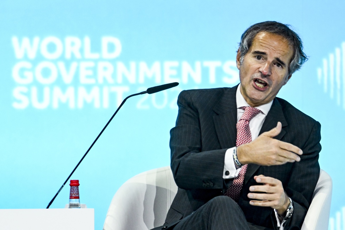 El director del Organismo Internacional de Energía Atómica (OIEA), Rafael Grossi, en la Cumbre Mundial de Gobiernos (WGS, en inglés), el 13 de febrero de 2024. EFE/EPA/STRINGER