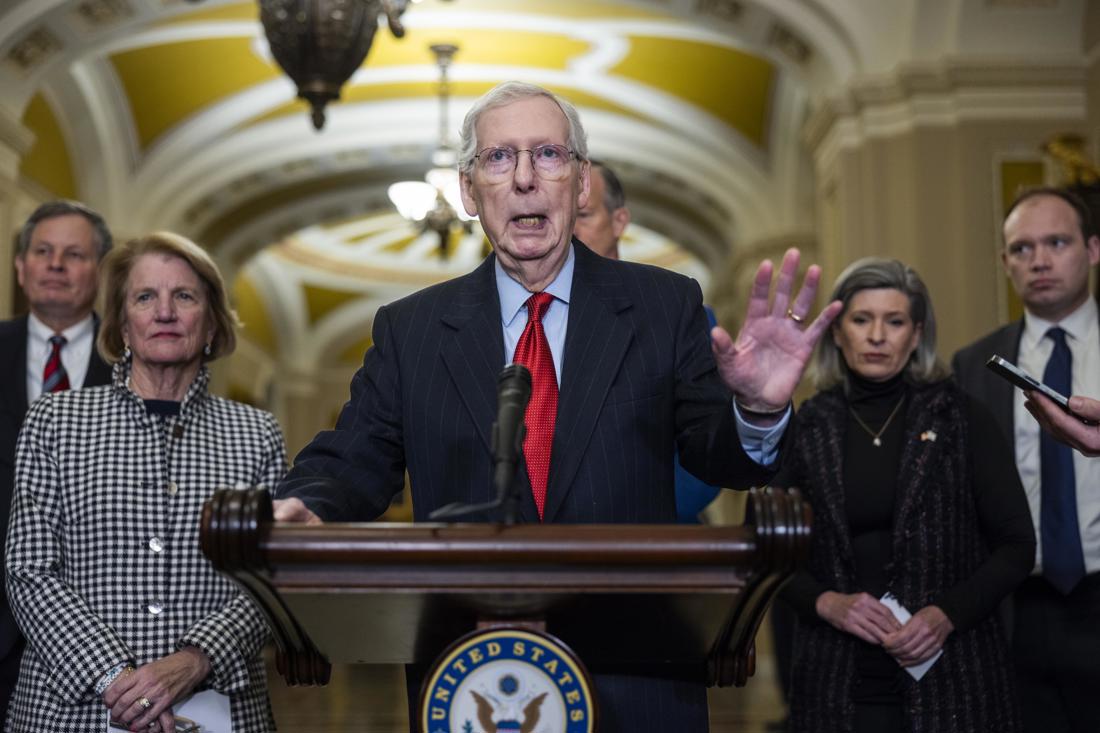 El líder de los republicanos en el Senado de EUA, Mitch McConnell, el 6 de febrero de 2024, en Washington. EFE/ Jim Lo Scalzo