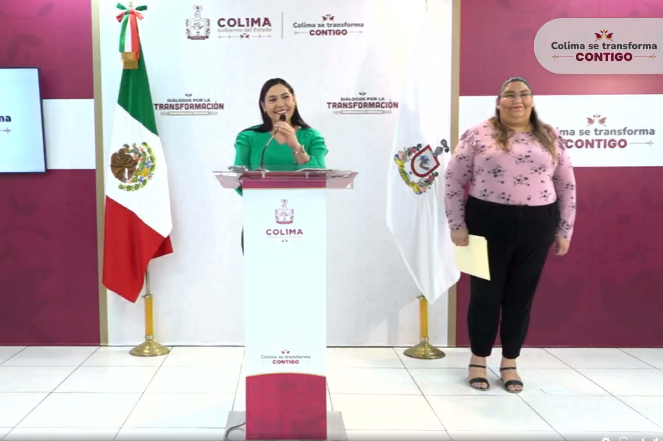 La gobernadora Indira Vizcaíno y Zalia Gutiérrez en “Diálogos por la Transformación”.