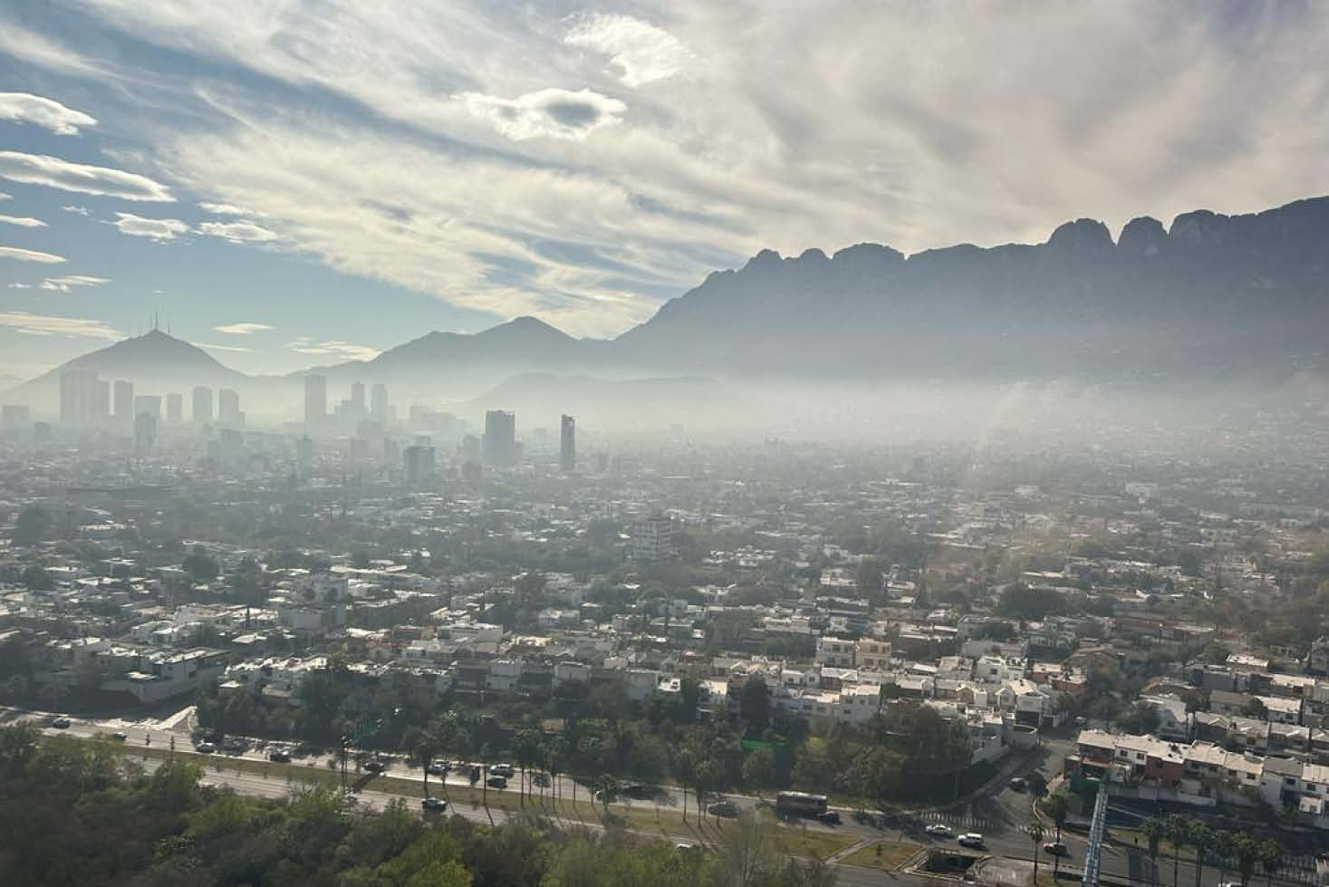 Contaminación en Monterrey y en la zona conurbada. Fotografía: Facebook Observatorio del Aire Mty.