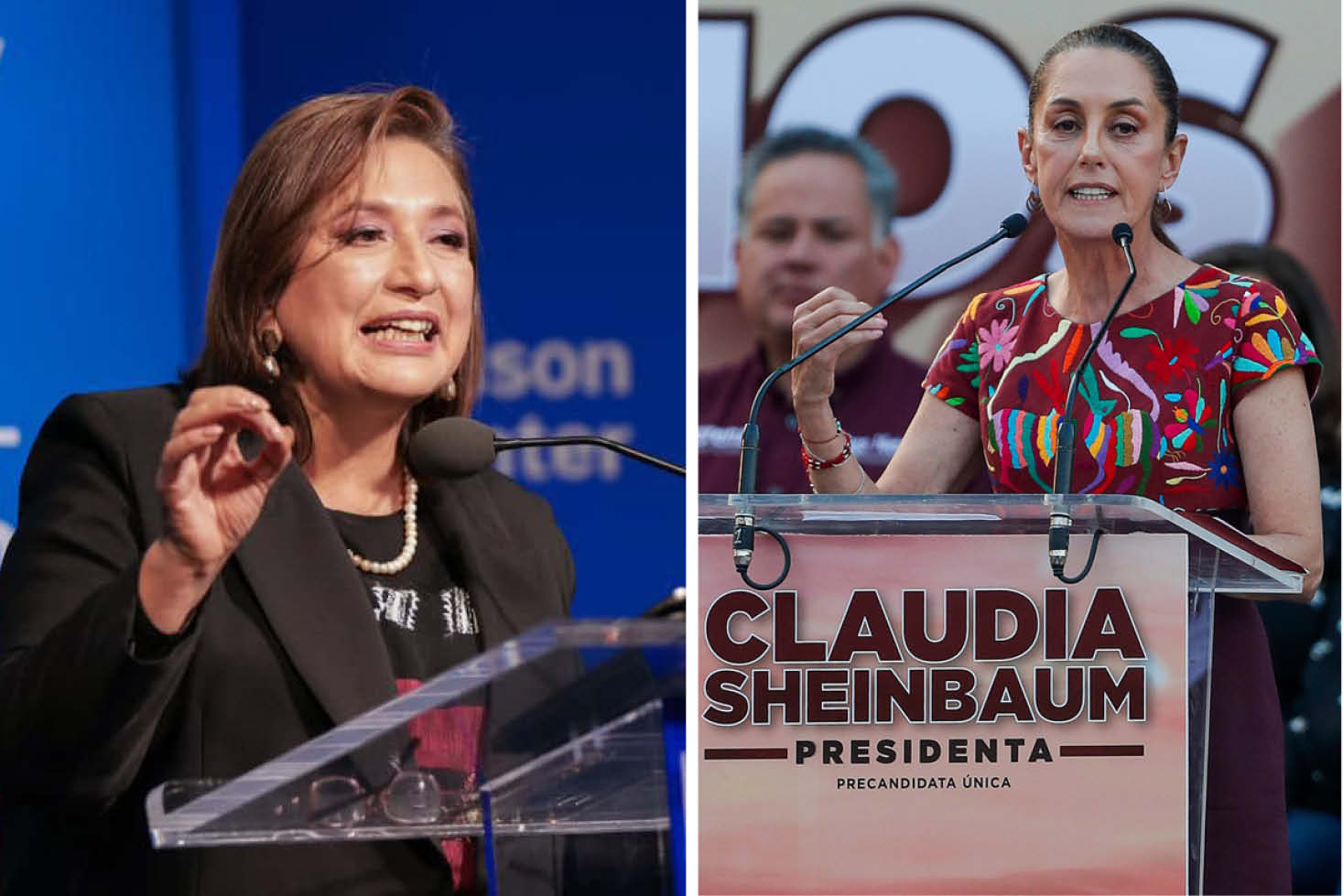 Las 2 principales aspirantes a la presidencia, la oficialista Claudia Sheinbaum y la opositora Xóchitl Gálvez.