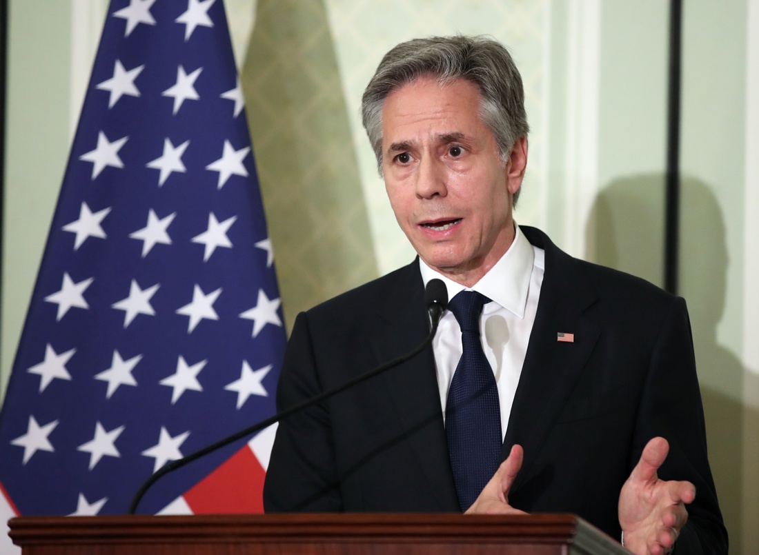 El secretario de Estado de Estados Unidos, Antony Blinken, asiste a una conferencia de prensa conjunta con el Ministro de Asuntos Exteriores egipcio en El Cairo, Egipto, el 21 de marzo de 2024. EFE/EPA/KHALED ELFIQI