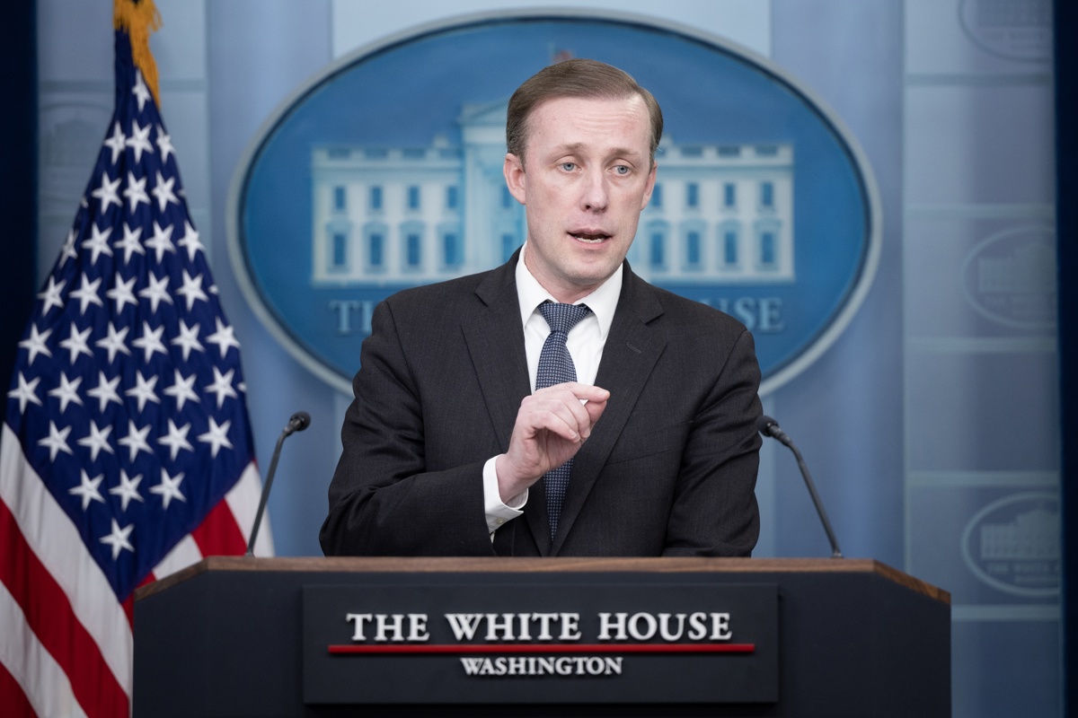 Jake Sullivan, asesor de Seguridad Nacional de la Casa Blanca, habla durante una rueda de prensa, este 12 de marzo de 2024, en Washington. EFE/EPA/Tom Brenner / POOL