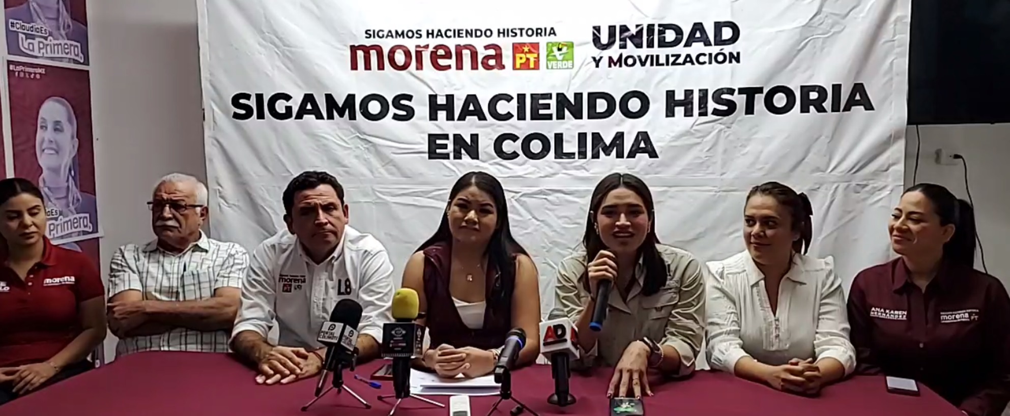 Conferencia de prensa del partido Morena en Colima.