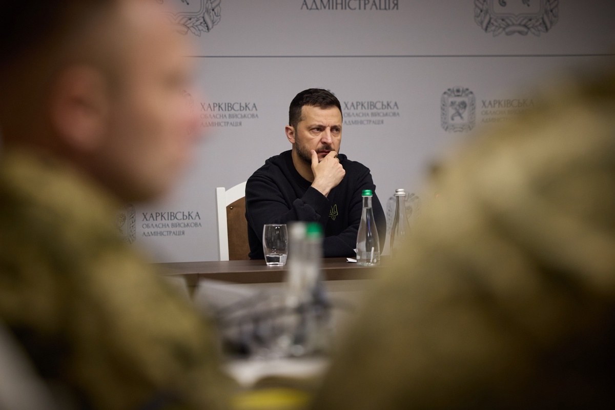 El presidente ucraniano, Volodímir Zelenski, durante una reunión en Járkov del Estado Mayor de las Fuerzas Armadas. EFE/EPA/Presidencia de Ucrania