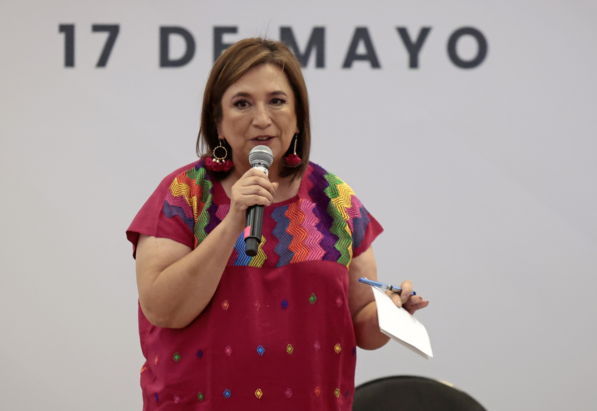 La candidata a la Presidencia de México Xóchitl Gálvez participa en un acto político en la Ciudad de México (México). EFE/ José Méndez