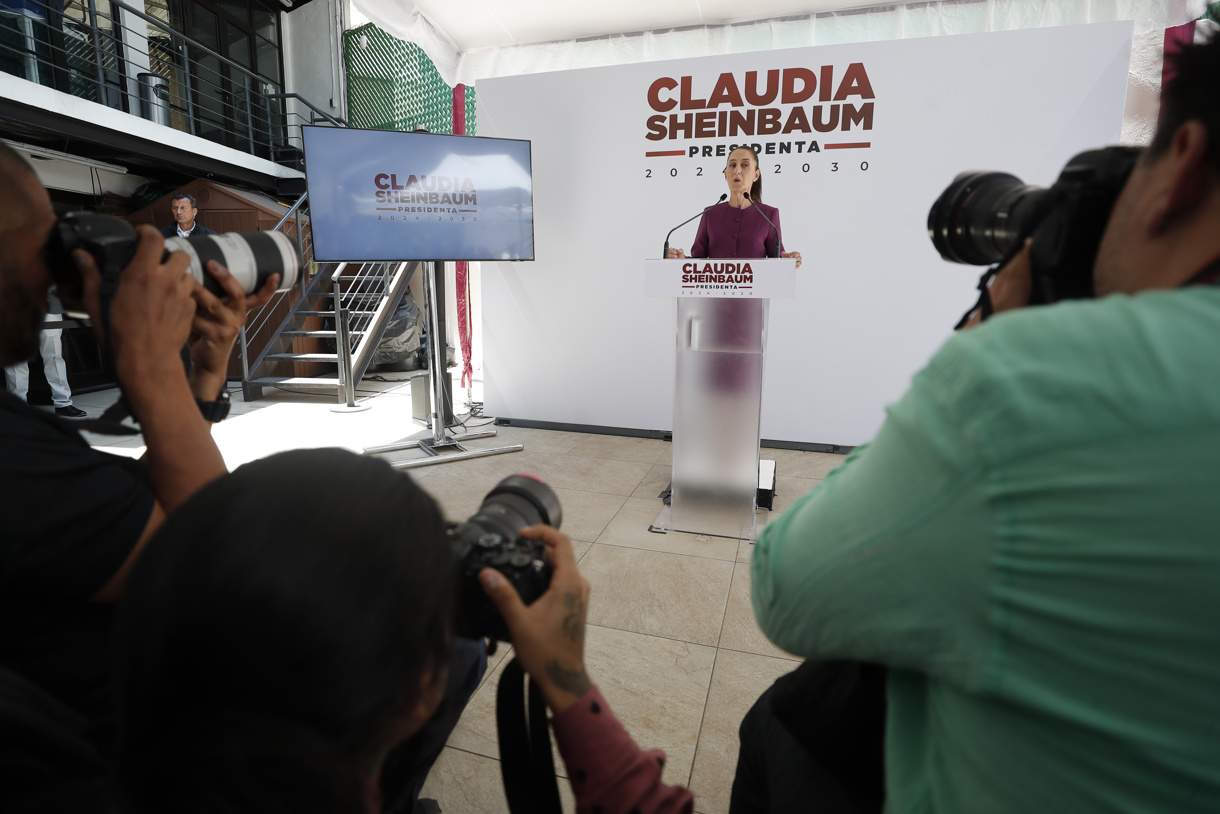 La presidenta electa de México, Claudia Sheinbaum, ofrece una rueda de prensa en Ciudad de México (México). Imagen de archivo. EFE/ Isaac Esquivel