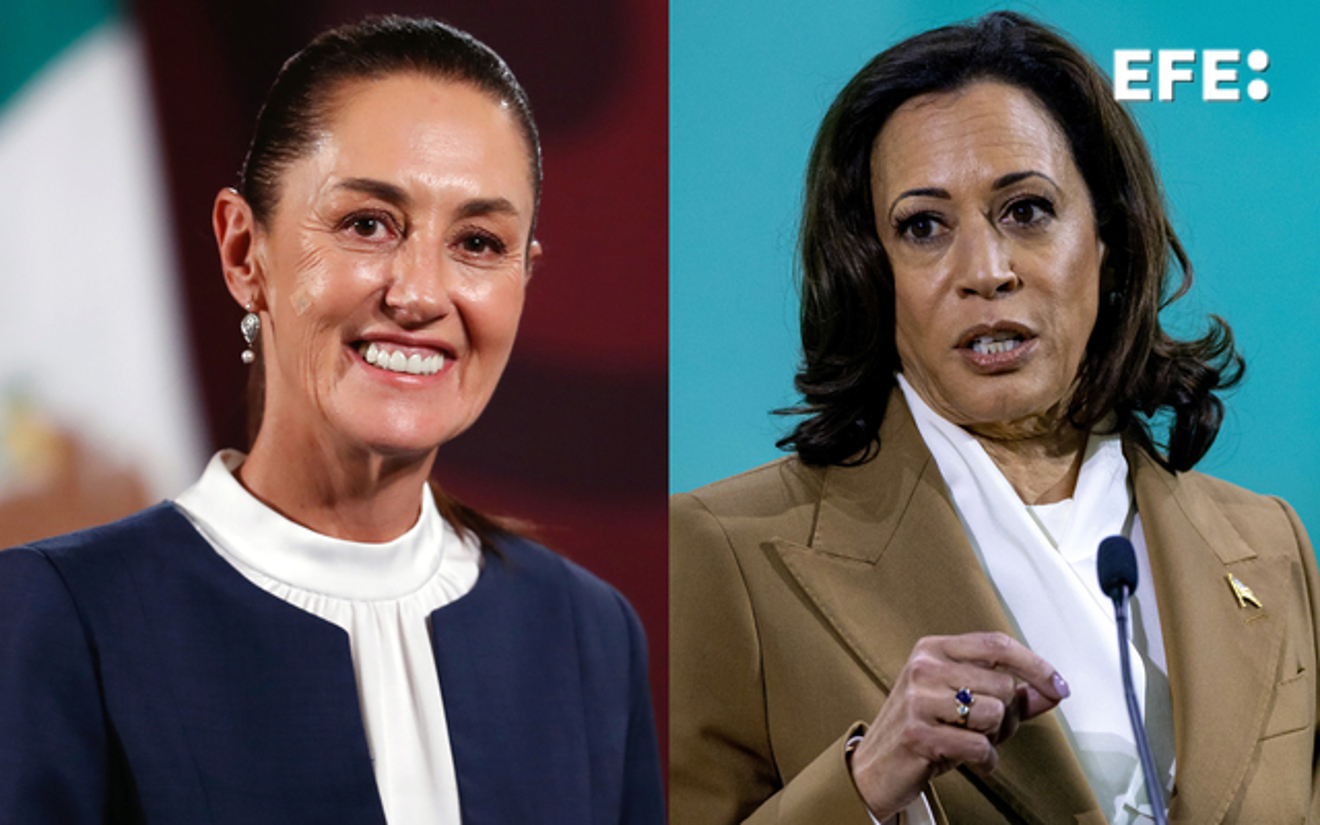 Combo de fotografías de la futura presidenta de México, Claudia Sheinbaum (izq.), y la vicepresidenta de Estados Unidos, Kamala Harris, que mantuvieron este jueves una llamada telefónica en la que dialogaron sobre la cooperación migratoria entre ambos países, el combate al narcotráfico y la importancia de las energías renovables. EFE