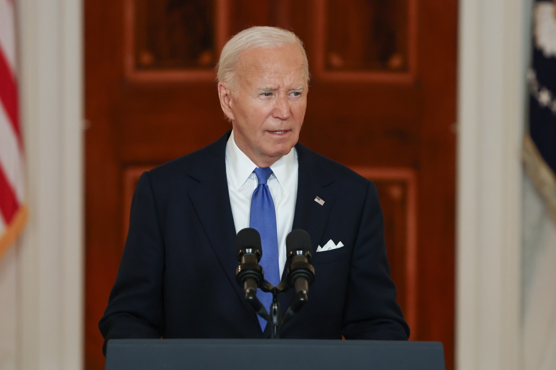 El presidente Joe Biden pronuncia un discurso sobre el fallo de inmunidad presidencial de la Corte Suprema de los Estados Unidos para el caso Trump vs. Estados Unidos en la Casa Blanca en Washington. (EFE/EPA/SAMUEL CORUM)