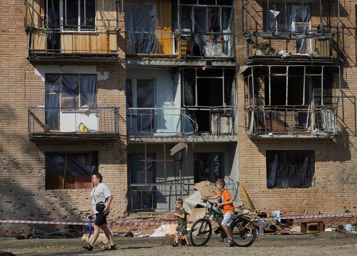 Edificio dañado por ataques ucranianos en la región de Kursk, Rusia, el 18 de agosto de 2024. (Foto de Stringer de la agencia EFE/EPA)