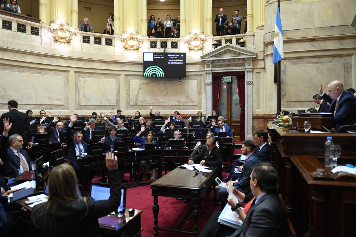 Fotografía cedida por Comunicación Senado de la Nación de los integrantes del Senado de Argentina durante una sesión ordinaria en Buenos Aires (Argentina). (Foto de Comunicación Senado de la Nación para la agencia EFE)