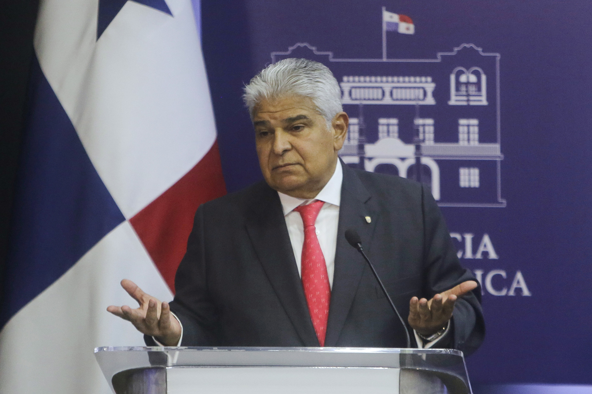 Fotografía de archivo del 8 de agosto de 2024 del presidente de Panamá, José Raúl Mulino, en una conferencia de prensa, en la Ciudad de Panamá (Panamá). (Foto de Carlos Lemos de la agencia EFE)