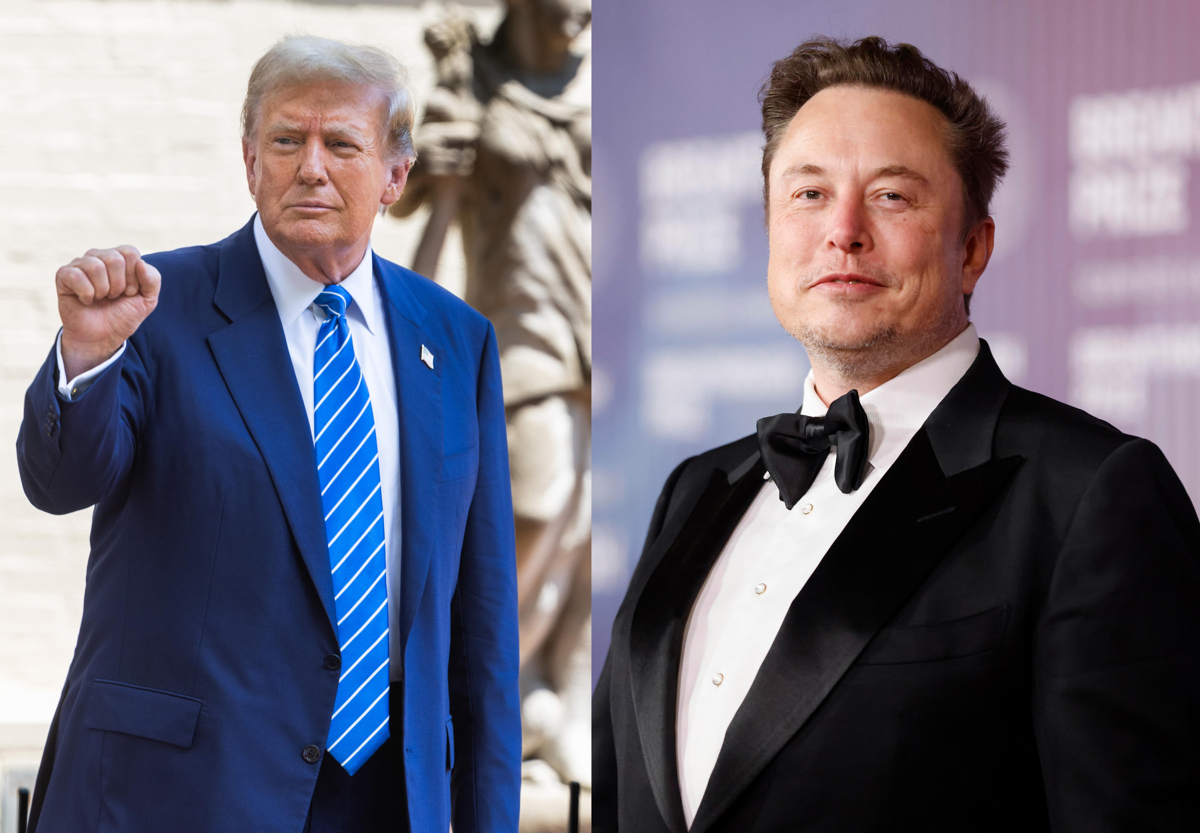 Combo de fotografías de archivo del expresidente y actual candidato republicano a las elecciones presidenciales de Estados Unidos, Donald Trump (i), y el magnate y propietario de la red social X, Elon Musk. (Fotos de Jim Lo Scalzo y Caroline Brehman de la agencia EFE)