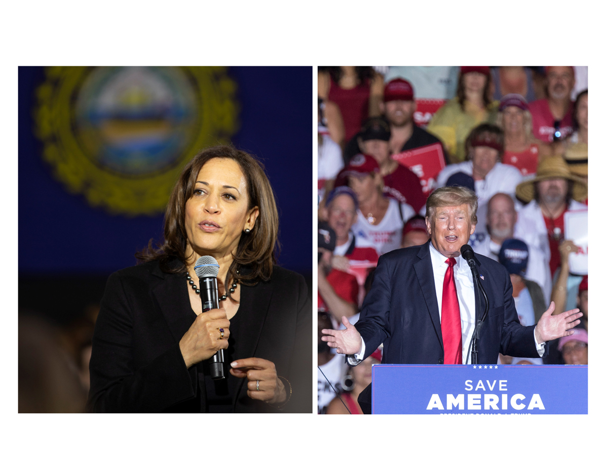 Combo de fotografías de archivo que muestra a la vicepresidenta de EUA Kamala Harris (i) y al expresidente Donald Trump. (Foto de EFE)