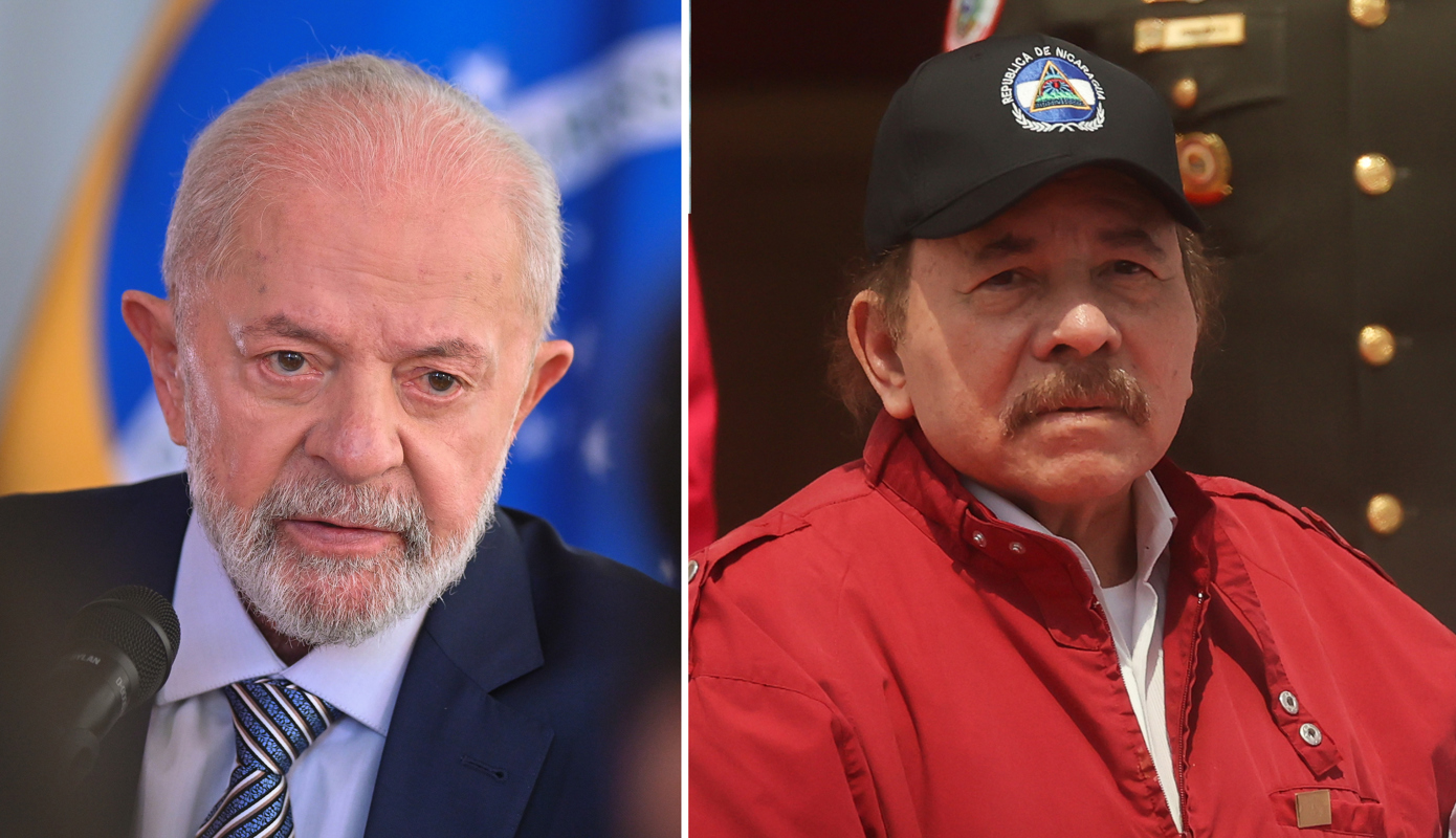 Combo de fotografías del presidente de Brasil, Luiz Inácio Lula da Silva (i), y de su homólogo de Nicaragua, Daniel Ortega. (Fotos de Andre Borges/Miguel Gutiérrez de la agencia EFE)