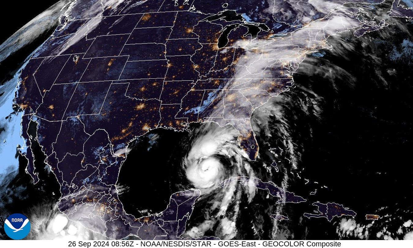 Imagen del avance del huracán Helene. (Foto de la agencia NOAA en una cortesía a la agencia EFE)