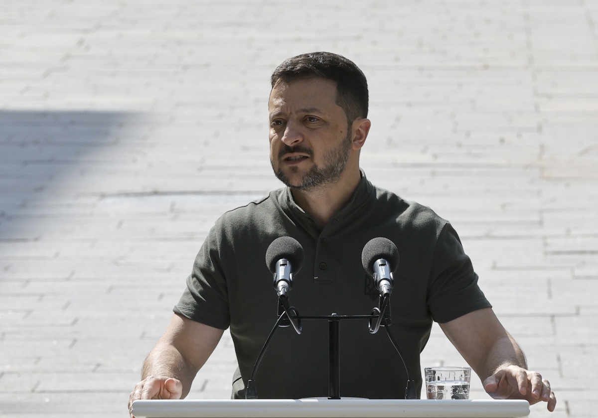 El presidente ucraniano, Volodymyr Zelensky, durante una conferencia de prensa (Foto de Sergéi Dolzhenko EFE/EPA)