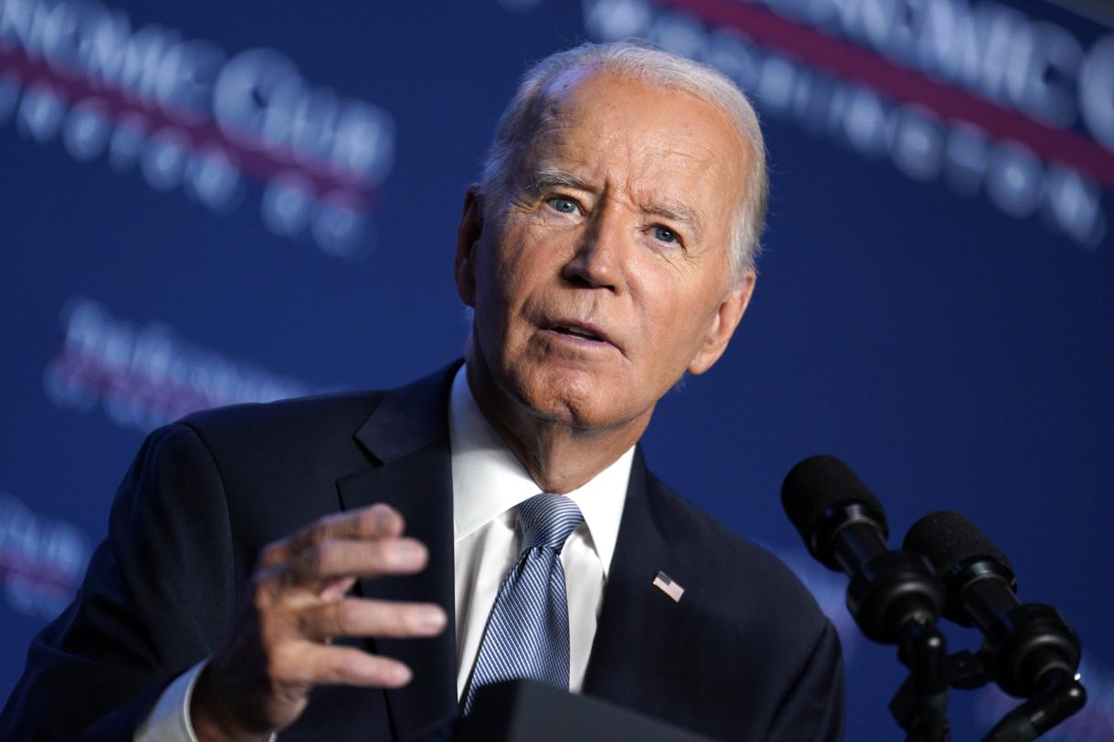 El presidente de Estados Unidos, Joe Biden, pronuncia un discurso en el Club Económico de Washington, el 19 de septiembre de 2024. (Foto de Yuri Gripas de la agencia EFE)