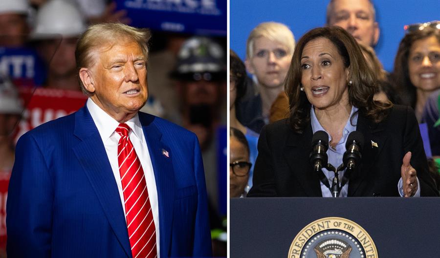 Dos fotografías de el expresidente de los Estados Unidos y candidato presidencial, Donald Trump, y la vicepresidenta de los Estados Unidos y candidata presidencial, Kamala Harris. (Foto de EFE)