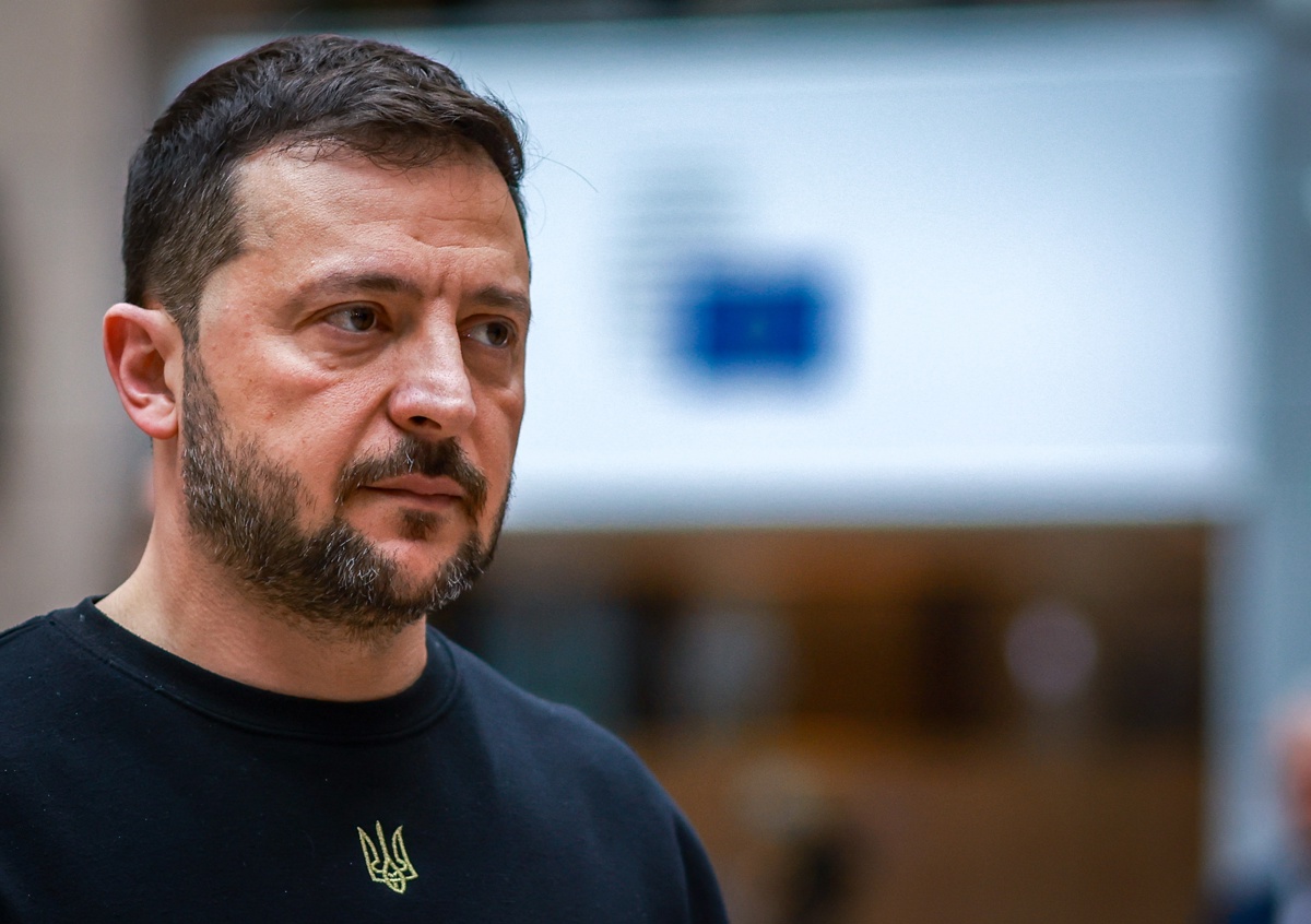 El presidente ucraniano, Volodímir Zelenski, durante la cumbre del Consejo Europeo en Bruselas el 17 de octubre de 2024. (Foto de Olivier Hoslet de la agencia EFE/EPA)