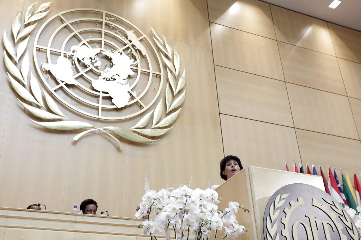 El interior de la sede de la sede de la Organización Internacional del Trabajo (OIT) en Ginebra (Suiza). (Fotografía de archivo Salvatore Di Nolfi de la agencia EFE)
