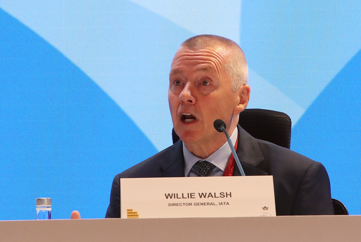 El actual director general de la IATA, Willie Walsh, durante la 81ª Asamblea General Anual celebrada este lunes en Nueva Delhi. (Foto de Harish Tyagi de la agencia EFE/EPA)