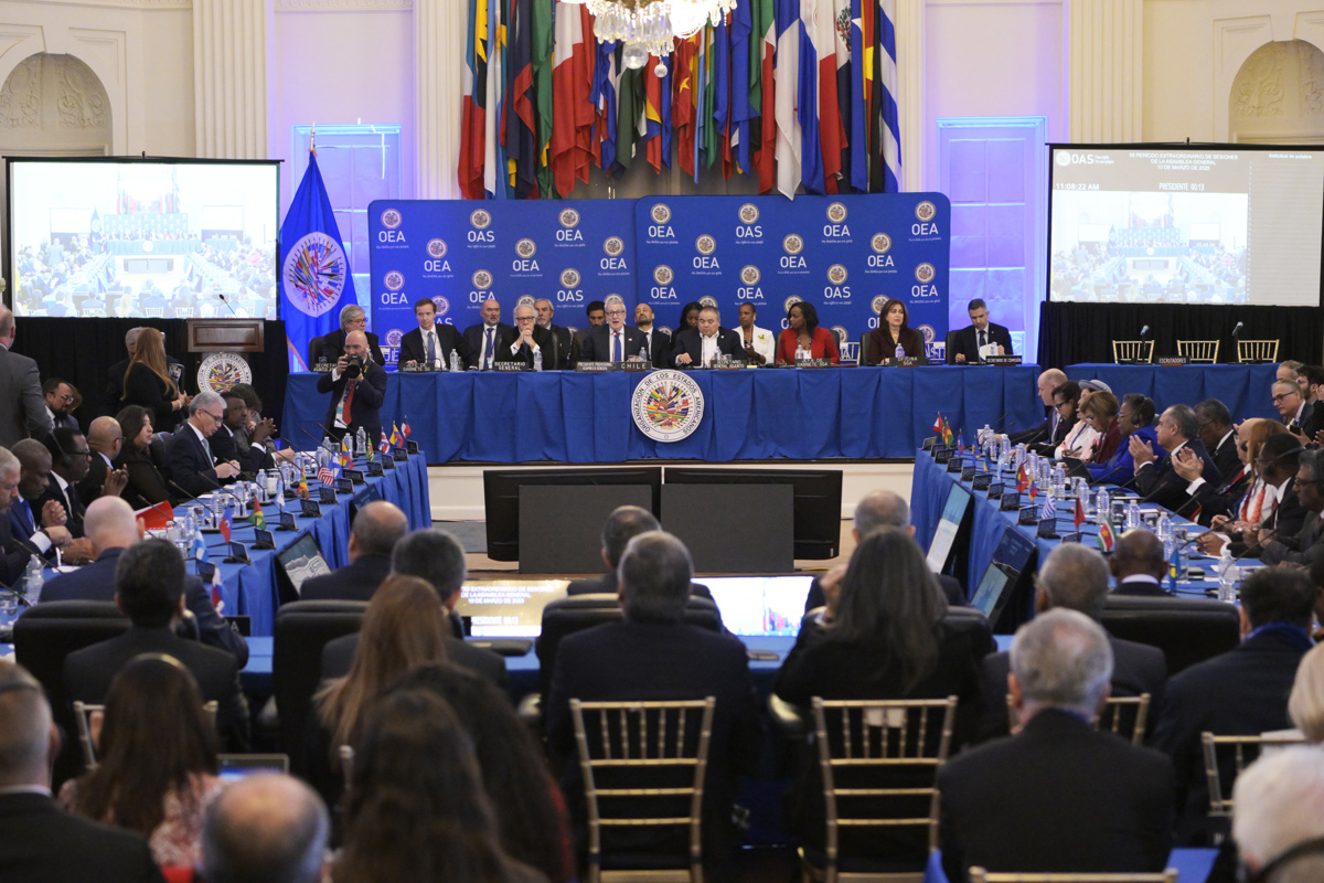 Una sesión extraordinaria de la Asamblea General de la Organización de los Estados Americanos (OEA) en la sede del organismo en Washington (EUA). (Foto de archivo de Lenin Nolly de la agencia EFE)