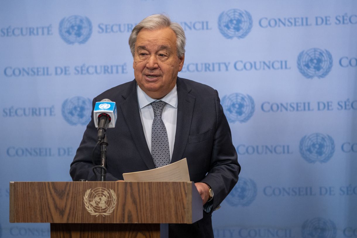 Fotografía de archivo del Secretario General de las Naciones Unidas, António Guterres, hablando durante una rueda de prensa en la sede de la ONU en Nueva York (Estados Unidos). (Foto de Ángel Colmenares de la agencia EFE)