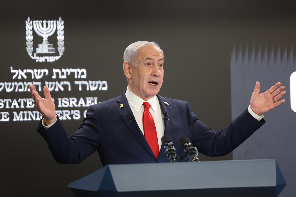 El primer ministro israelí, Benjamin Netanyahu, habla durante una conferencia de prensa en la oficina del primer ministro en Jerusalén, Israel, el 10 de agosto de 2025. (Foto de Abir Sultan de la agencia EFE/EPA)