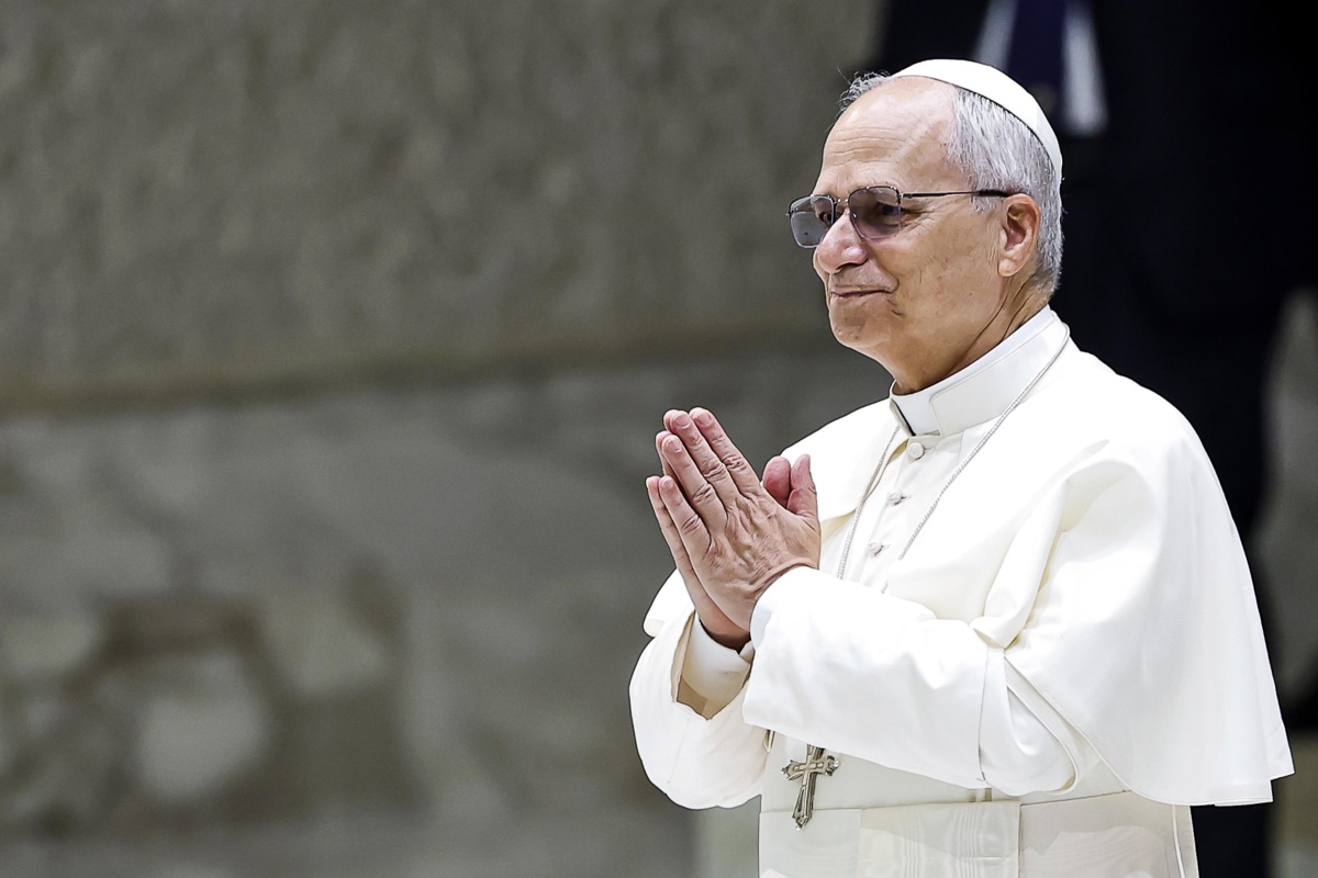 El papa León XIV durante la audiencia general semanal en el Aula Pablo VI, Ciudad del Vaticano, 20 de agosto de 2025. (Foto de Angelo Carconi de la agencia EFE/EPA)