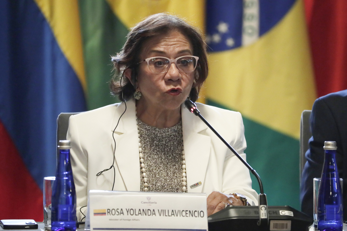 La canciller de Colombia, Rosa Villavicencio, durante una conferencia, en Bogotá (Colombia). (Foto de archivo tomada el 15 de julio de Carlos Ortega de la agencia EFE)