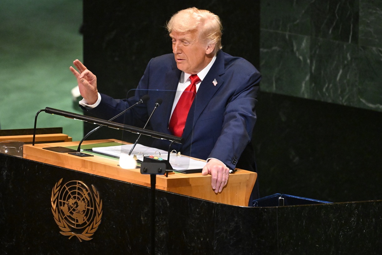 El presidente de EUA, Donald Trump, habla ante la Asamblea General de la ONU, el 23 de septiembre de 2025. (Foto de Lukas Coch de la agencia EFE)