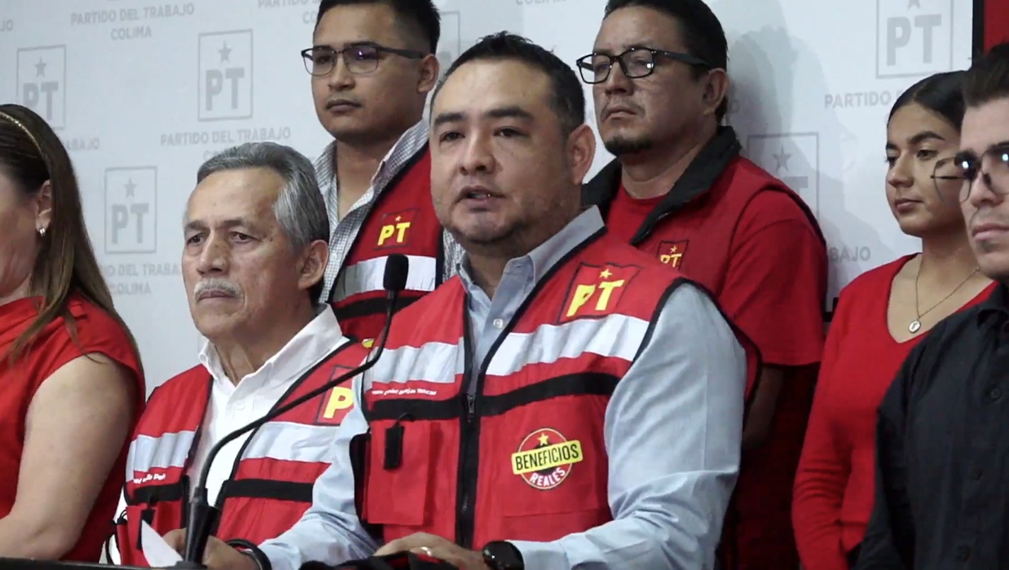 (Video: Captura de pantalla de la conferencia de prensa del Partido del Trabajo donde habla Marcos Barajas)