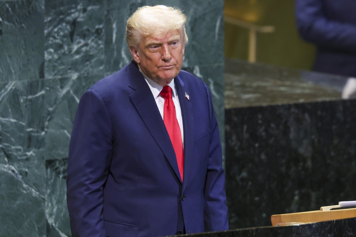 El presidente de Estados Unidos, Donald Trump, durante el debate general de la 80.ª sesión de la Asamblea General de las Naciones Unidas (AGNU) en la sede de las Naciones Unidas en Nueva York, Nueva York, EUA, el 23 de septiembre de 2025. (Foto de Sarah Yenesel de la agencia EFE)