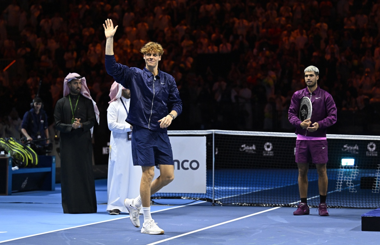 El italiano Jannik Sinner, número 2 del Mundo, en Arabia Saudí este pasado sábado. (Foto de STR de la agencia EFE/EPA)