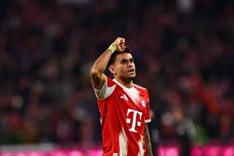 El jugador del Bayern Múnich, Luis Diaz, celebra el 2-1 durante el partido de la Bundesliga que han jugado Bayern Munich y FC St. Pauli en Múnich, Alemania. (Foto de EFE)