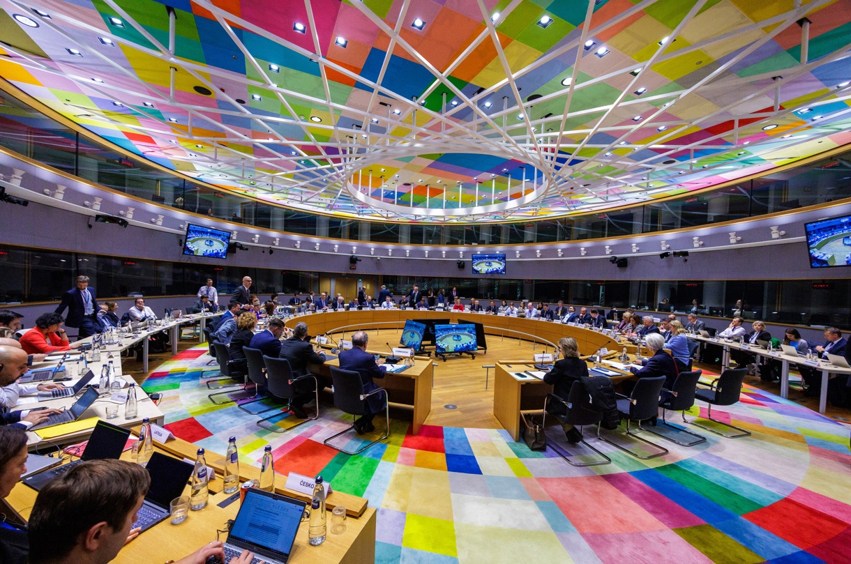 Vista general de la reunión ampliada de ministros de Finanzas del Eurogrupo en Bruselas este miércoles. (Foto de Olivier Matthys de la agencia EFE/EPA)