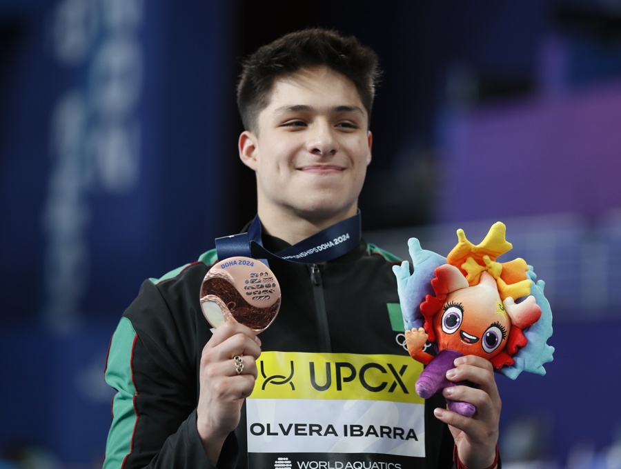El mexicano Osmar Olvera, medallista olímpico de saltos, afirmó que lo más difícil para cumplir el sueño de ganar un oro olímpico en Los Ángeles 2028 será mantener el ritmo mostrado este año. (Foto de EFE)