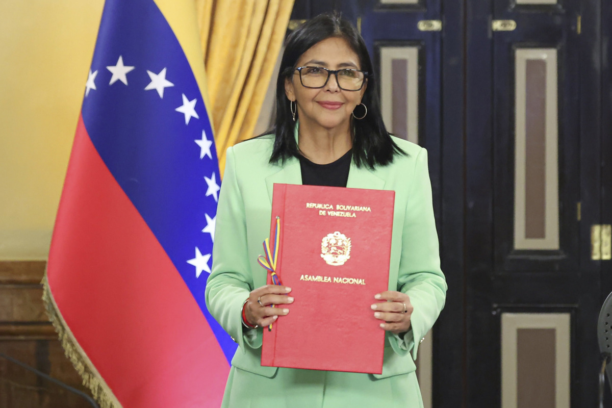 Imagen cedida por el Palacio de Miraflores de la presidenta encargada de Venezuela, Delcy Rodríguez. (Foto de Palacio de Miraflores/EFE)