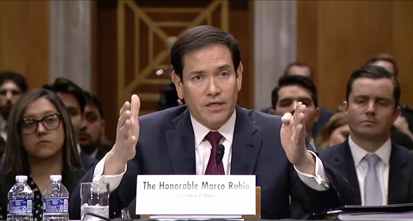 Captura de video de una transmisión del Senado de Estados Unidos del secretario de Estado de EUA, Marco Rubio, en una audiencia este miércoles, en Washington. (Captura de EFE/ Senado de Estados Unidos)