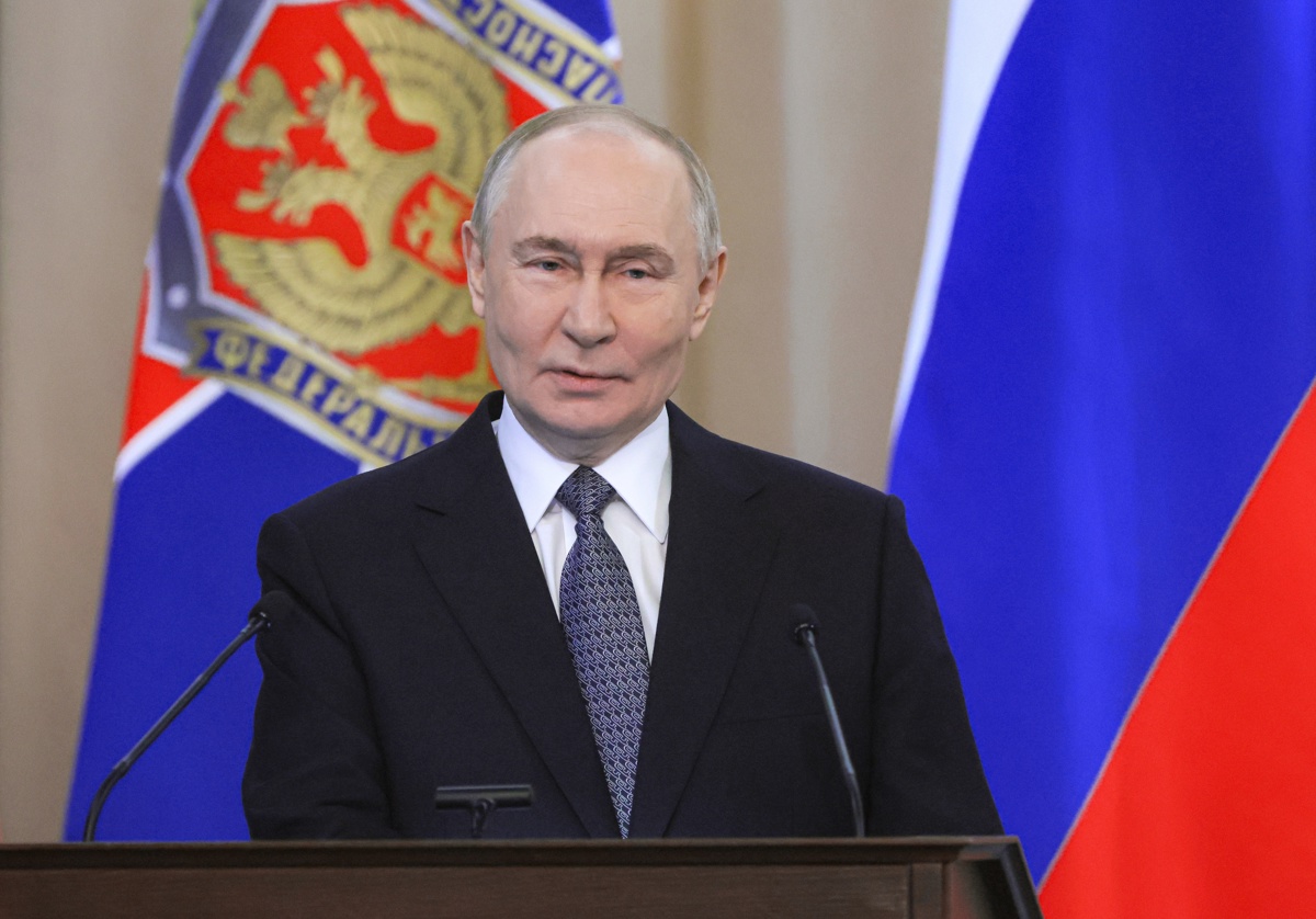 El presidente ruso, Vladimir Putin, pronuncia un discurso durante una reunión de la Junta del Servicio Federal de Seguridad (FSB) en Moscú, Rusia, el 24 de febrero de 2026. (Foto de Mikhail Metzel EFE/EPA/SPUTNIK / KREMLIN)