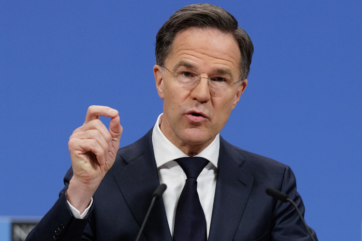 El secretario general de la OTAN, Mark Rutte, presenta el Informe Anual de la Alianza de 2025 en la sede de la OTAN en Bruselas, Bélgica, el 26 de marzo de 2026. (Foto de Olivier Matthys de la agencia EFE/EPA)